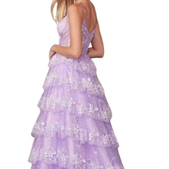 NWT Juliet Dresses JT2454K Prom Dress Lilac Size M - Picture 3 of 6